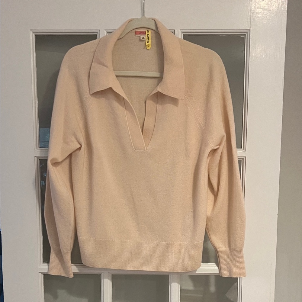 J. Crew Beige V-Neck Cashmere Sweater